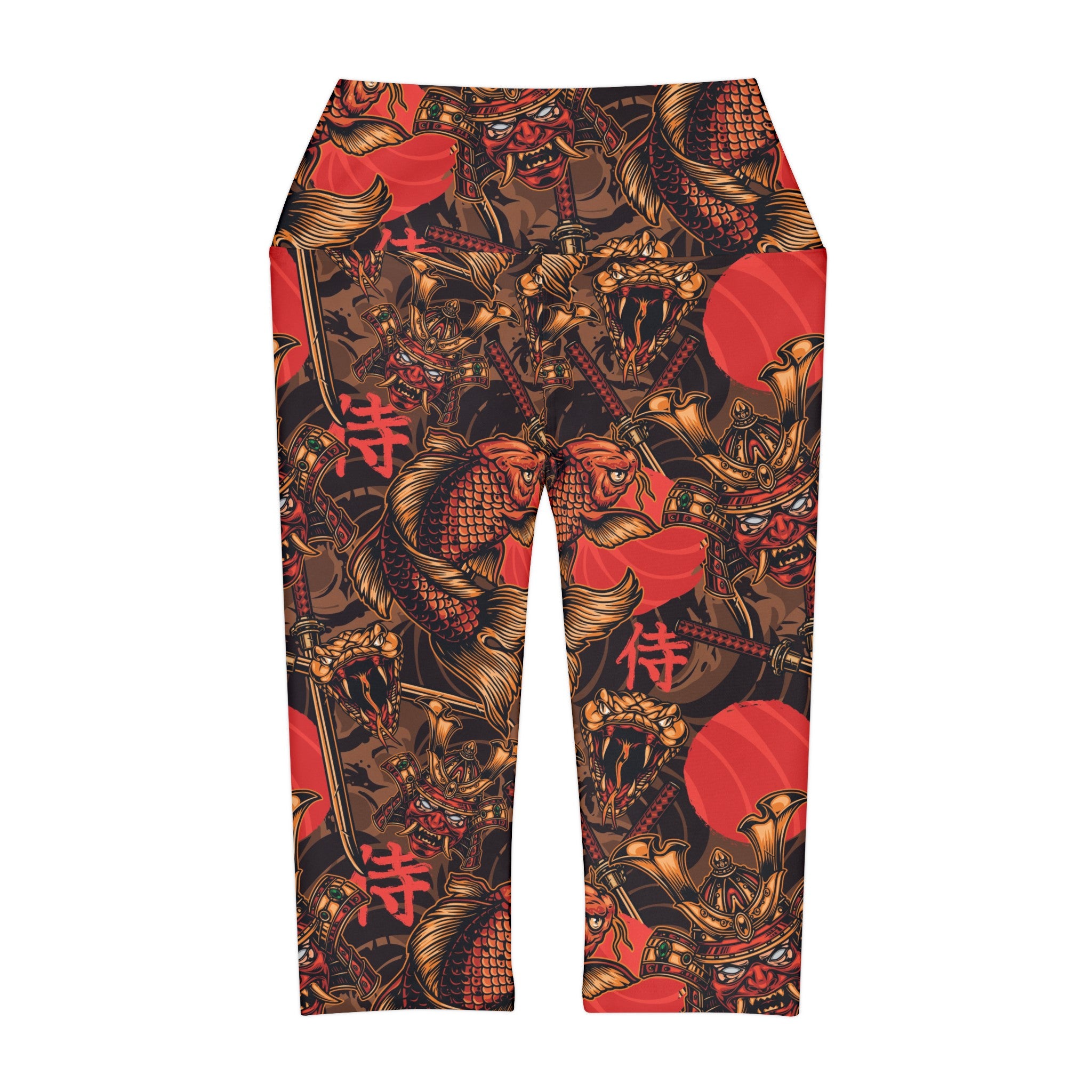 Japanese Warrior Style Yoga Capri Leggings
